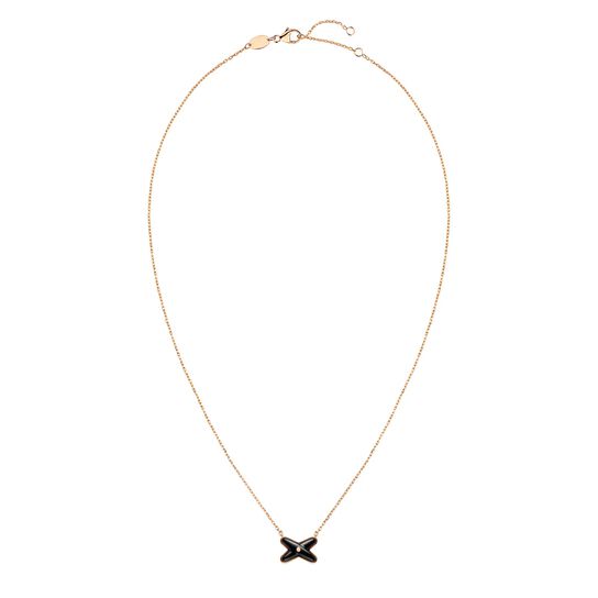 Pendentif Jeux de Liens en or rose avec onyx et diamant image number 1