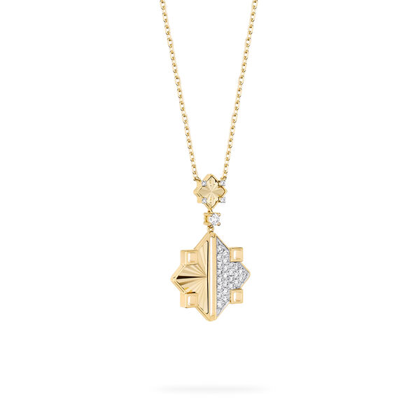 Guilloché Yellow Gold and Diamond Drop Pendant