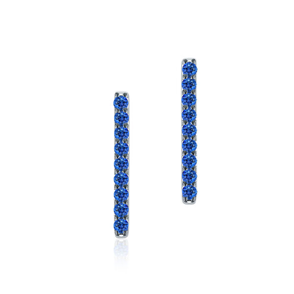White Gold and Sapphire Bar Earrings