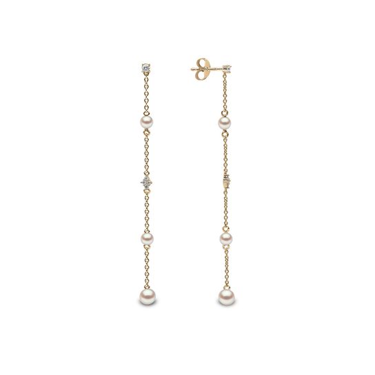 yoko london trend yellow gold pearl diamond drop earrings qye2045 6f front side image number 2
