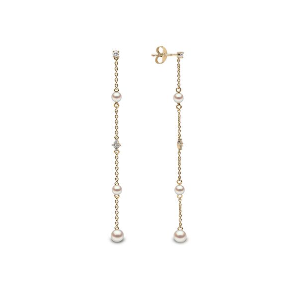 Boucles d'oreilles Trend en or jaune avec perles et diamants