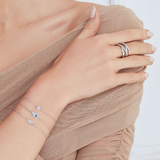 White Gold Bracelet with Diamond Pave On Model image number 1