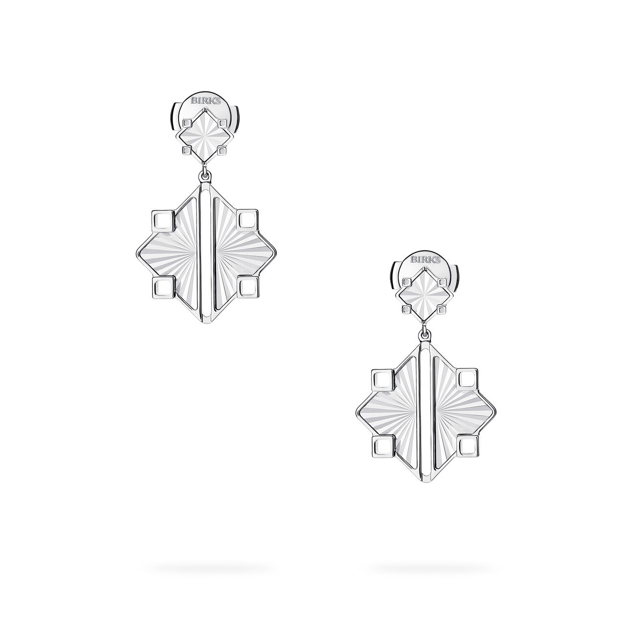 Birks Muse Guilloché Sterling Silver Drop Earrings, Large 450018473417 image number 0