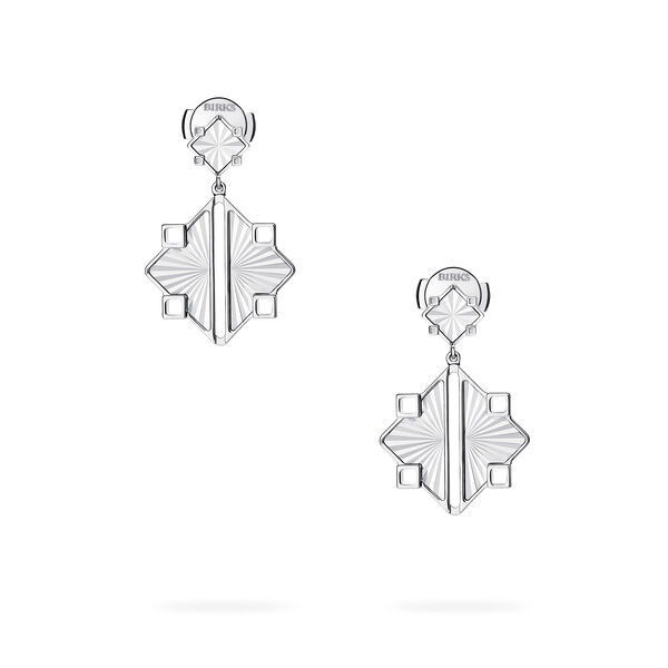 Guilloché Sterling Silver Drop Earrings, Large