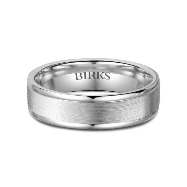 6 MM White Gold Wedding Band with Flat Centre