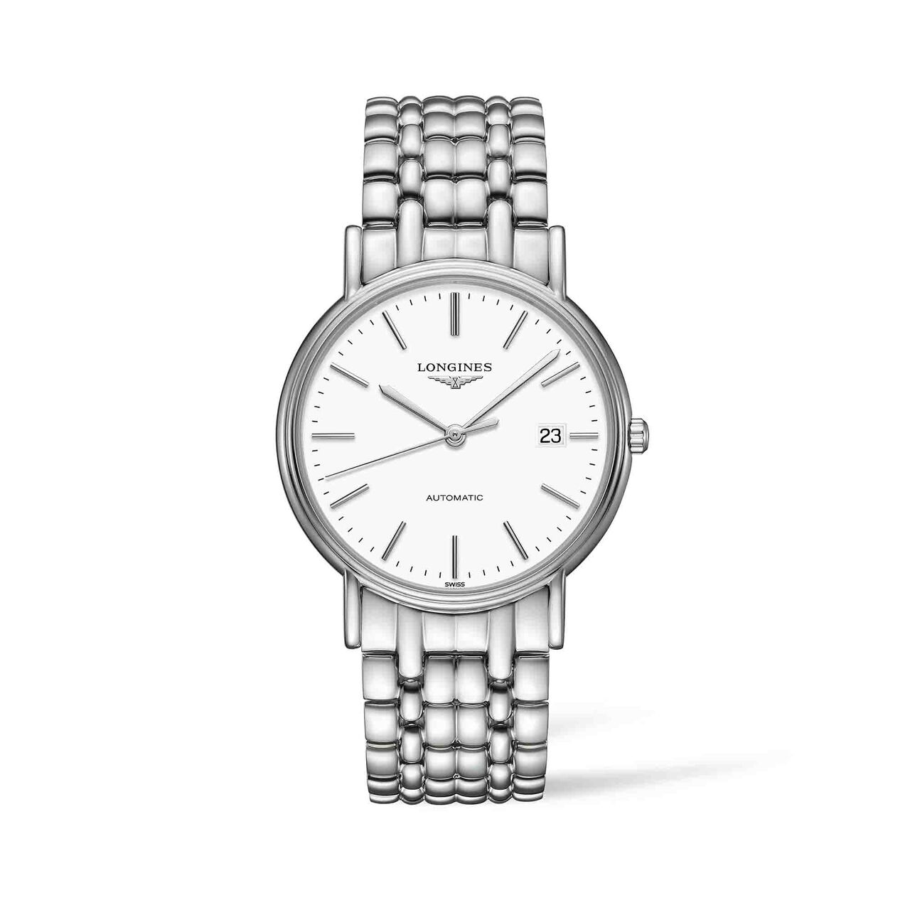 maison birks longines presence 38 5mm automatic stainless steel mat white dial l49214126 image number 0