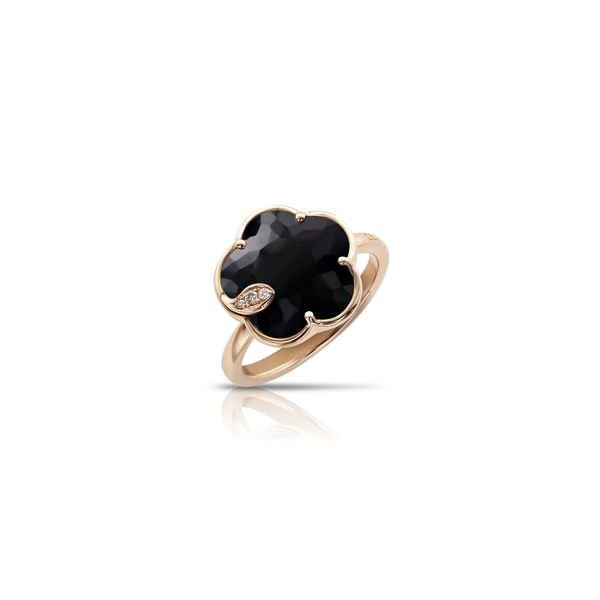 Petit Joli Rose Gold, Onyx and Diamond Ring