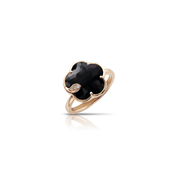 Petit Joli Rose Gold, Onyx and Diamond Ring