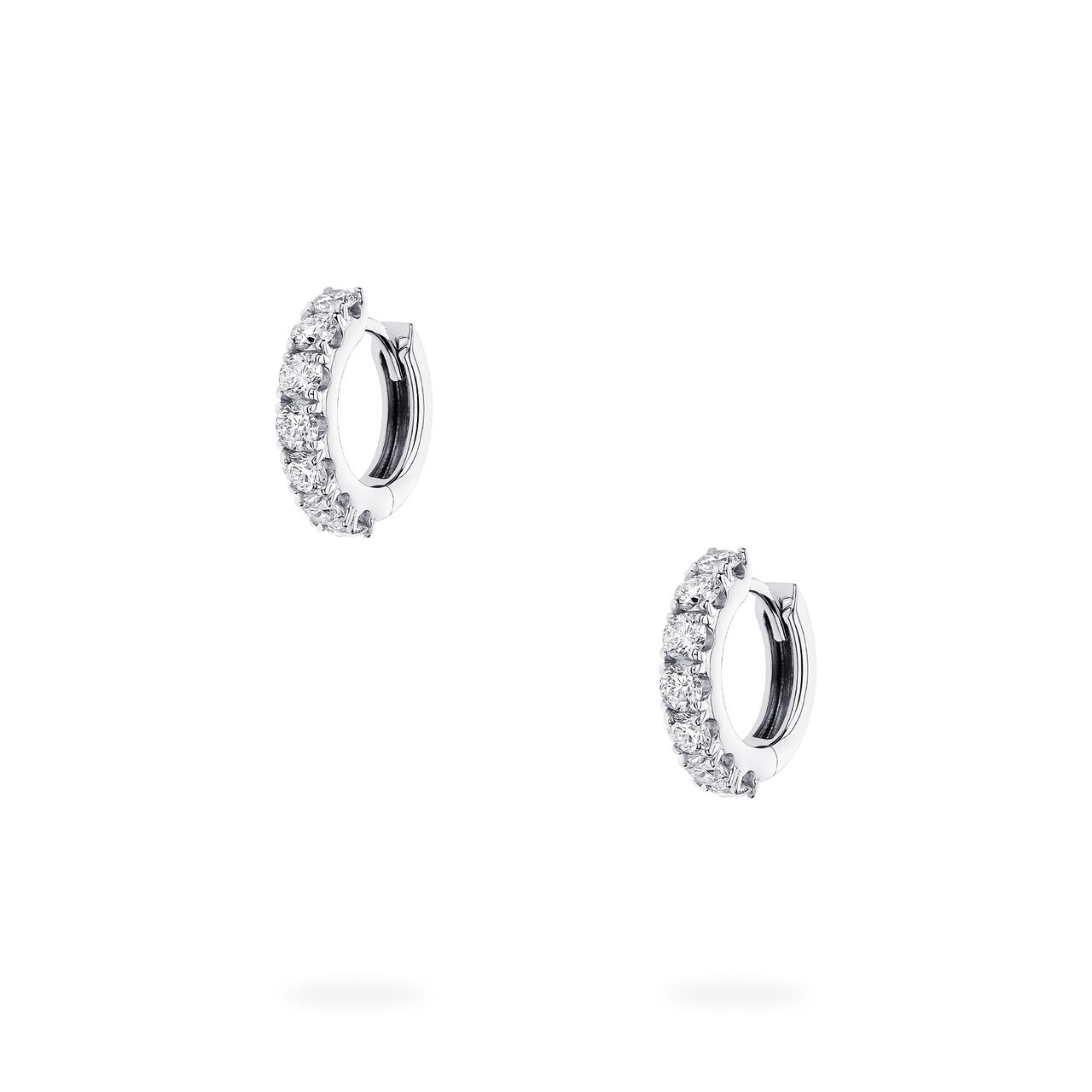 Front view of Birks Essentials Diamond Hoop Earrings in white gold image number 1
