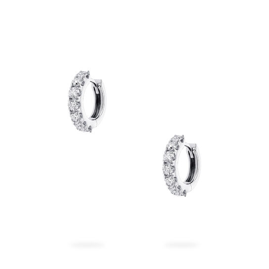 Front view of Birks Essentials Diamond Hoop Earrings in white gold image number 1