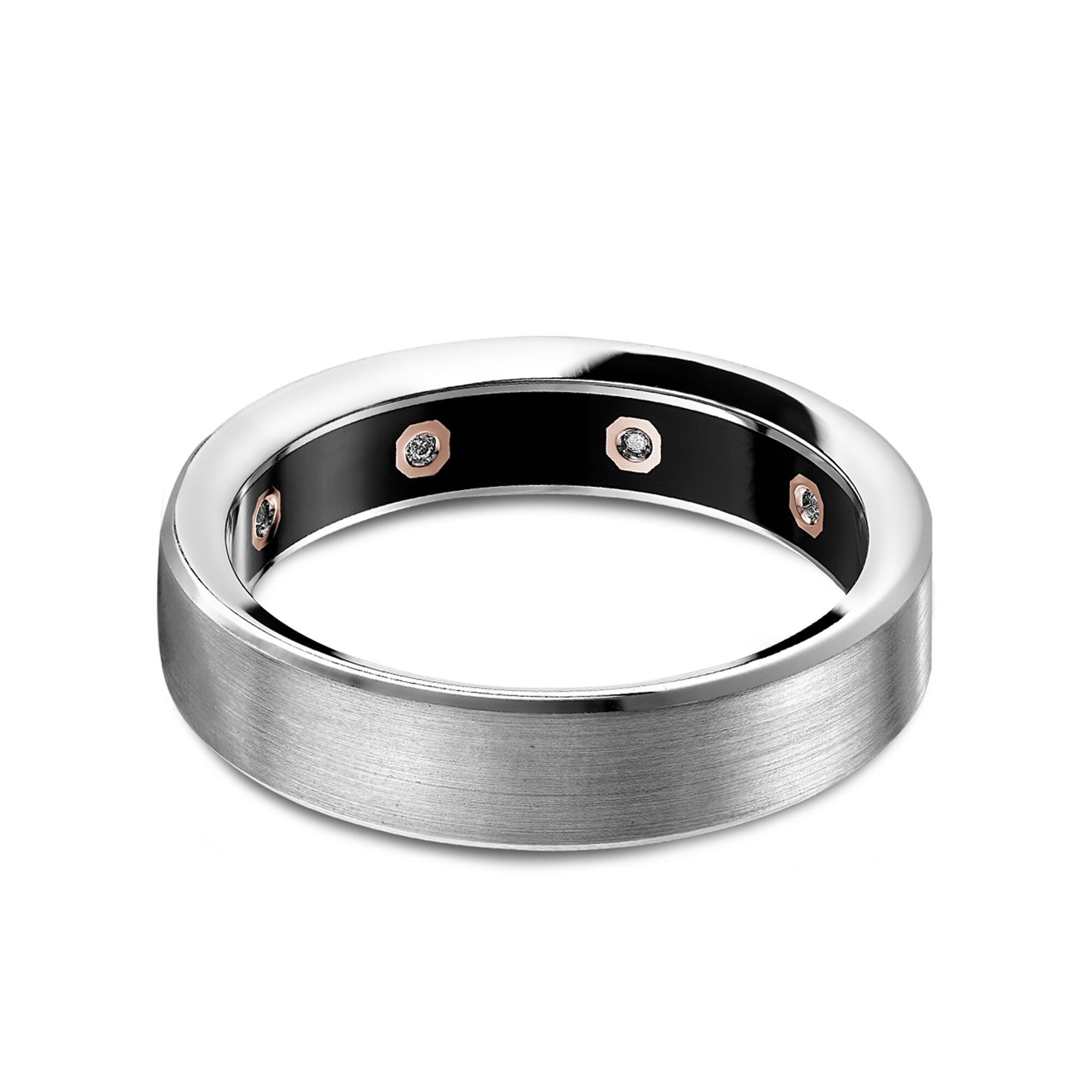 Mens 5mm white sales gold wedding band