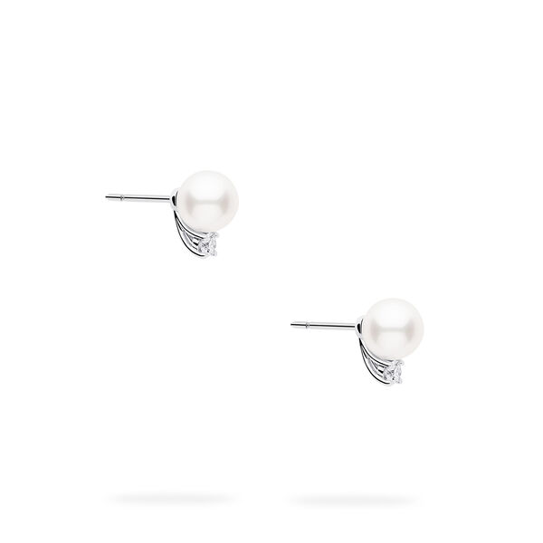 7-7.5 mm AA Akoya Pearl Earrings in White Gold