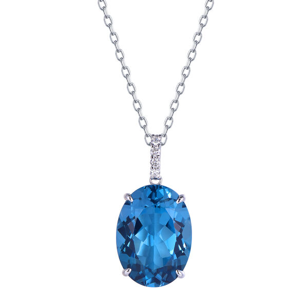 Pendentif Topaze Bleue de Londres en Or Blanc