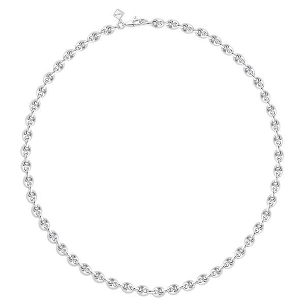 Collier &agrave; maillons grain de caf&eacute; pour homme en argent sterling