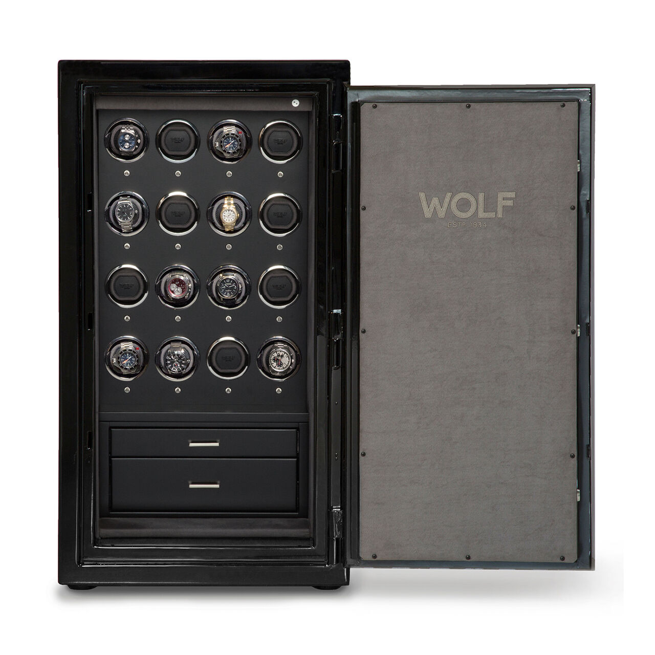 WOLF Atlas Onyx 16 Piece Winder Safe Open image number 0