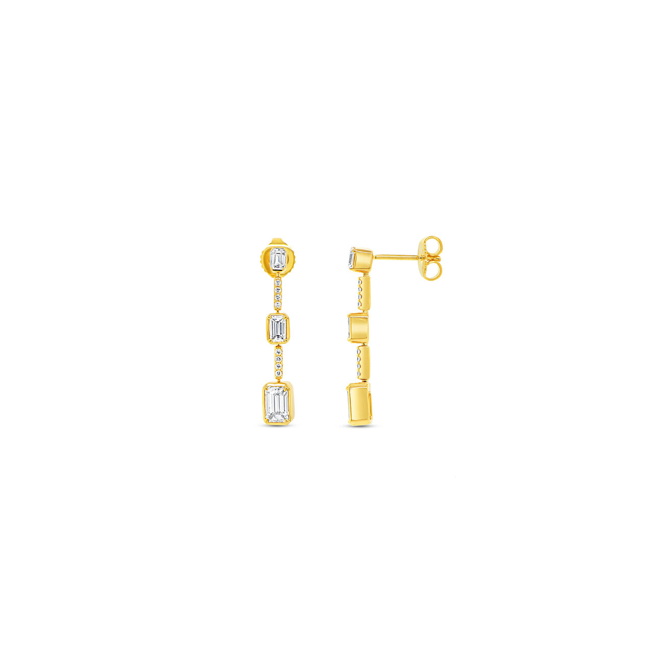 Uneek Alexandria Yellow Gold and Diamond Drop Earrings image number 1