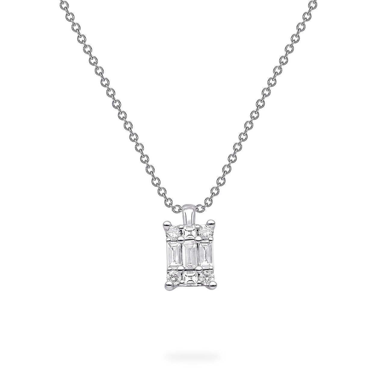 White Gold and Diamond Rectangular Cluster Pendant, Small 450018642707 image number 0
