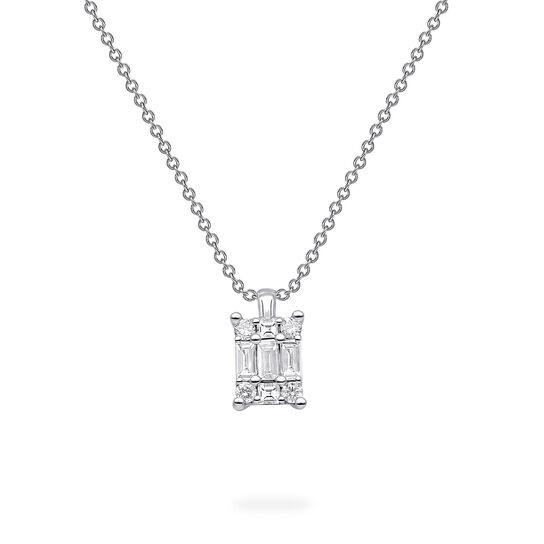 White Gold and Diamond Rectangular Cluster Pendant, Small 450018642707 image number 0