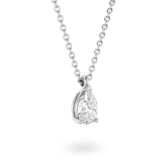 Birks Blue Pear-Cut Solitaire Diamond Pendant in White Gold image number 1