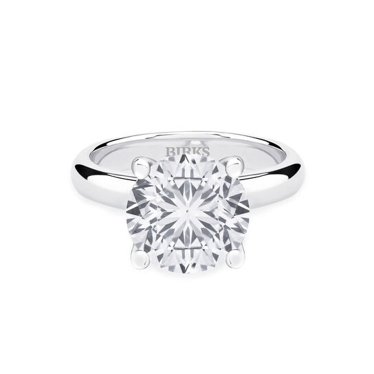 Birks Blue Round Diamond Solitaire Engagement Ring with Sapphire Accent image number 0