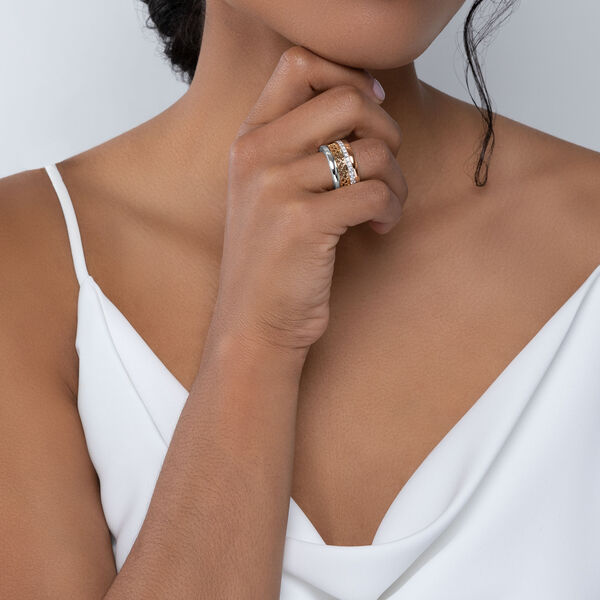 Large Diamond Ring, Tri-Gold