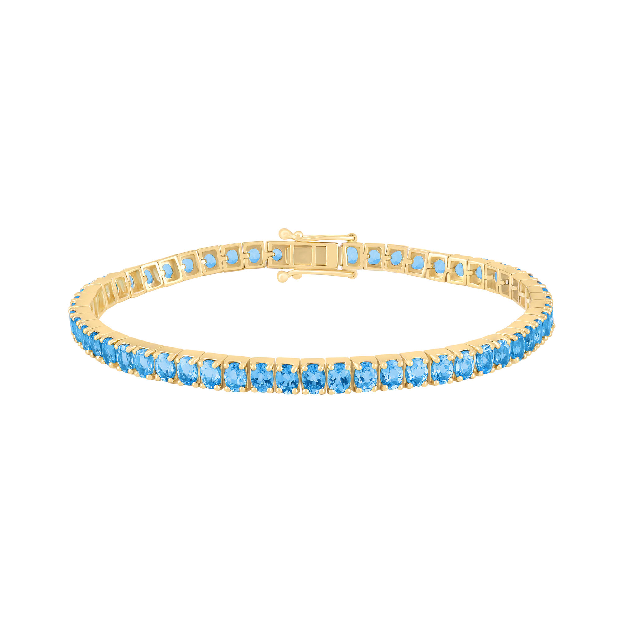 Oval Blue Topaz Line Bracelet