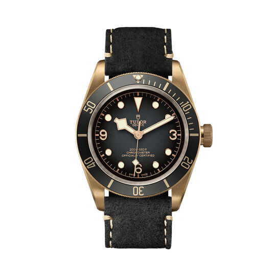 maison birks tudor black bay bronze 43 mm bronze case black leather strap m79250ba 0001 image number 0