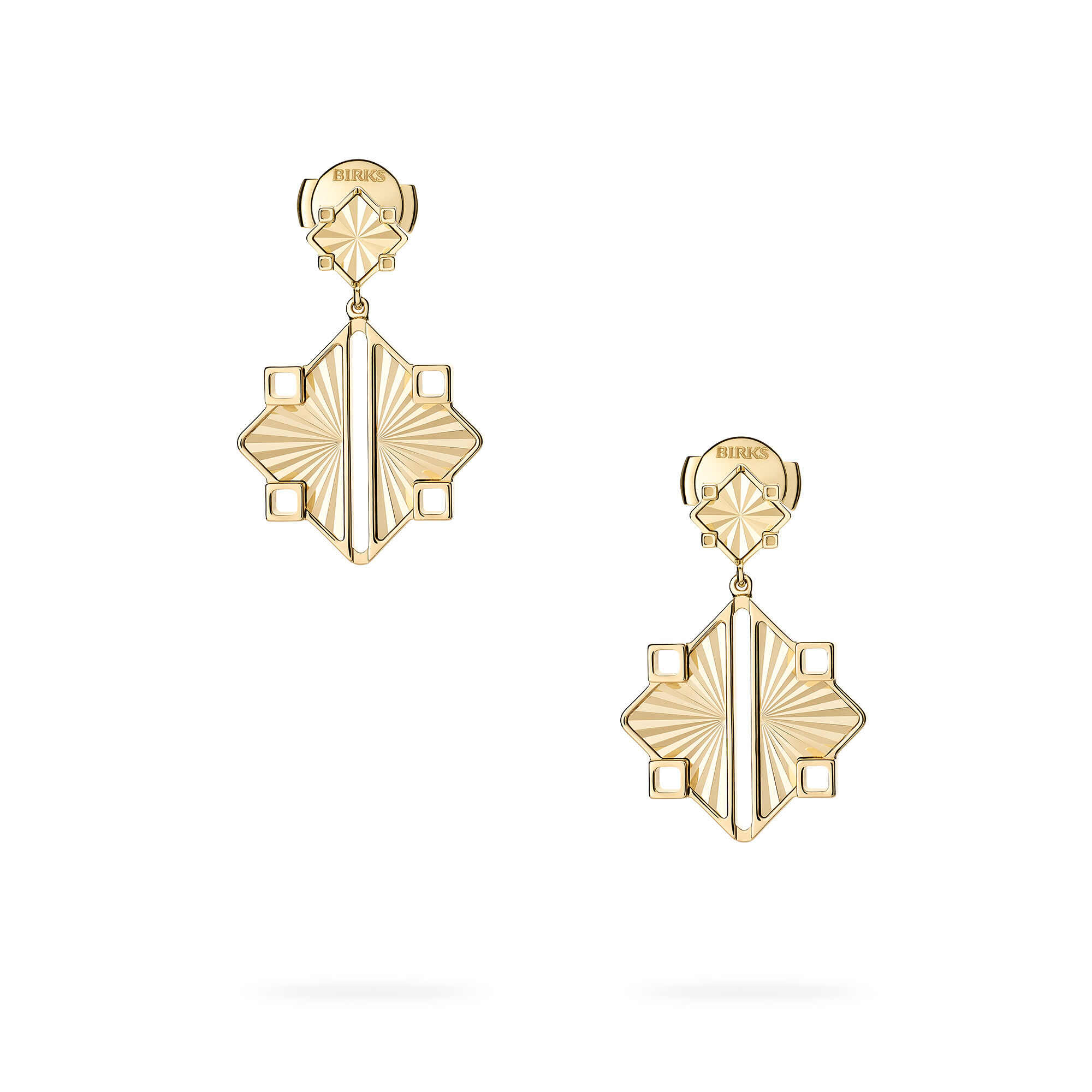 Guilloché Yellow Gold Drop Earrings