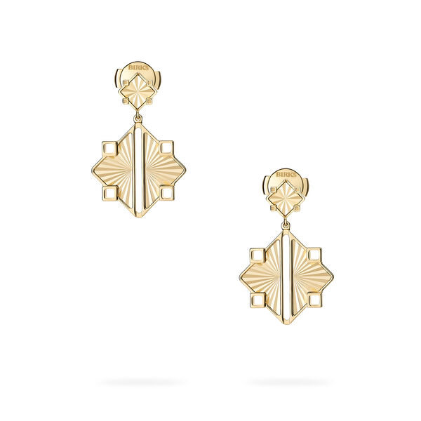 Guilloché Yellow Gold Drop Earrings, Large