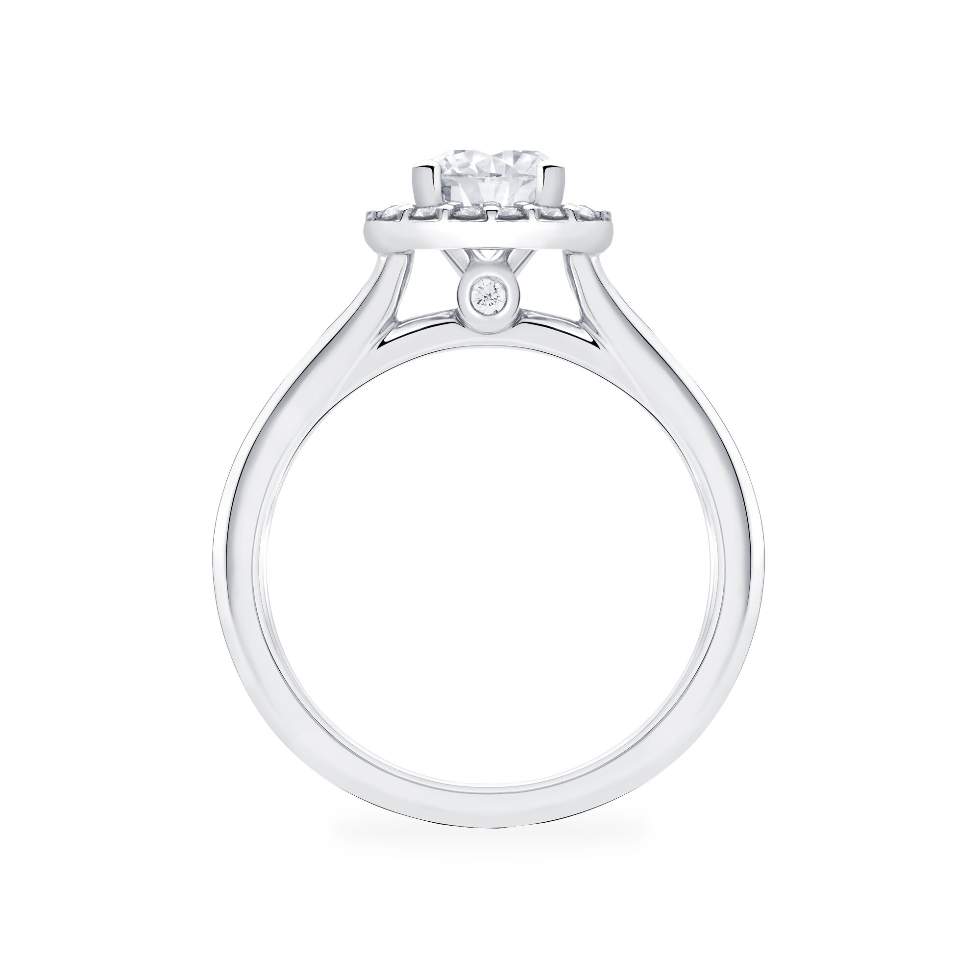 Birks 1879 Bague de fian ailles diamant rond avec simple halo