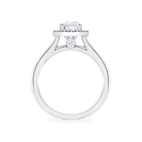 Bague de fiançailles à diamant rond avec simple halo