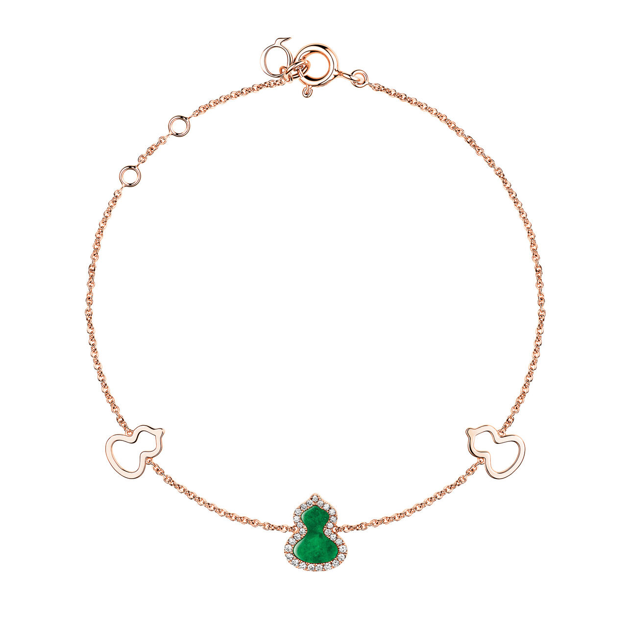 Qeelin Petite Wulu Rose Gold Bracelet with Diamonds and Jade WUBR0001CRGDGJE2 Front image number 0