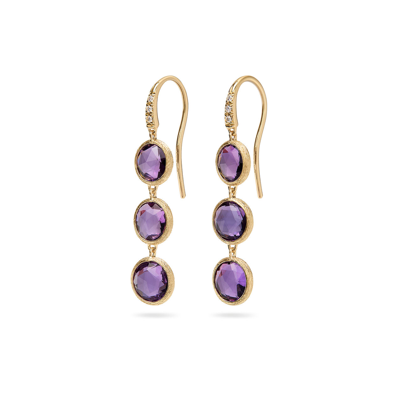 Marco Bicego Boucles d'oreilles Jaipur Colour en or jaune avec diamants et am&eacute;thystes image number 0