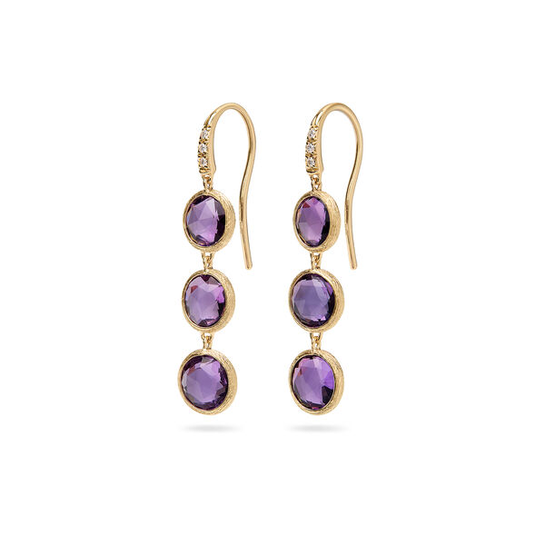Boucles d'oreilles Jaipur Colour en or jaune avec diamants et am&eacute;thystes