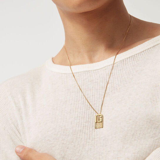 Labyrinth Frieze Yellow Gold Pendant image number 2