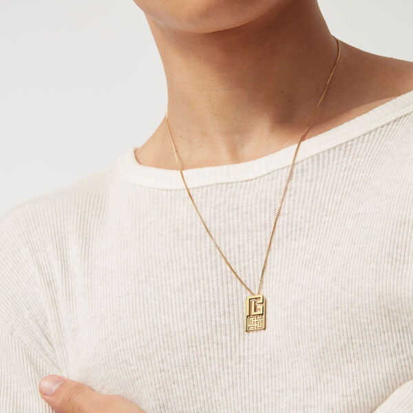 Labyrinth Frieze Yellow Gold Pendant