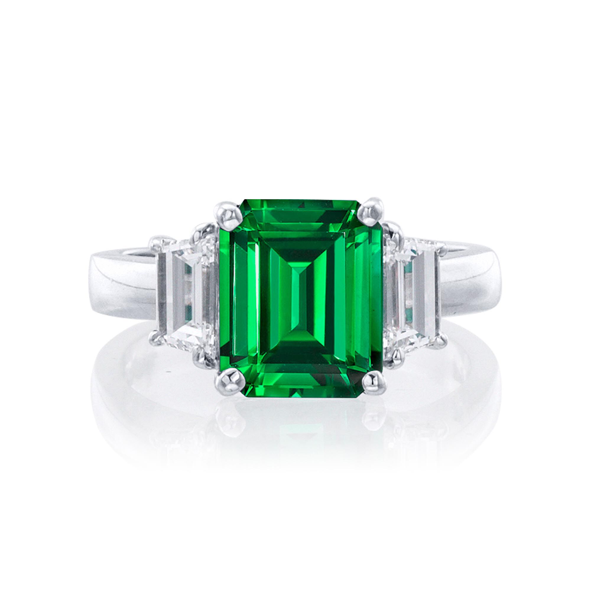 Three Stone Green Emerald Ring JB Star 0574 035
