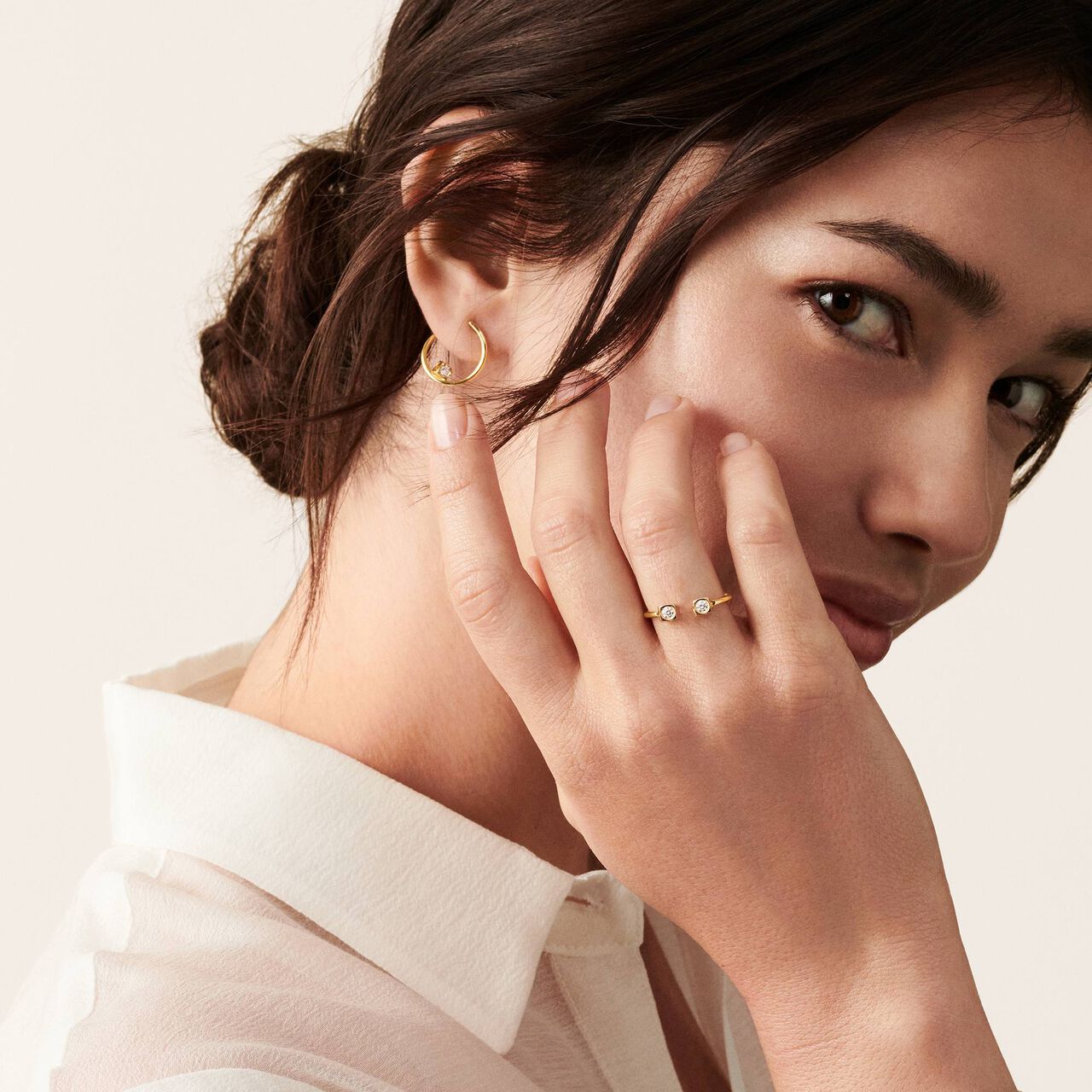 Dinh Van Le Cube Diamant Yellow Gold and Diamond Hoop Earrings 808811 image number 1