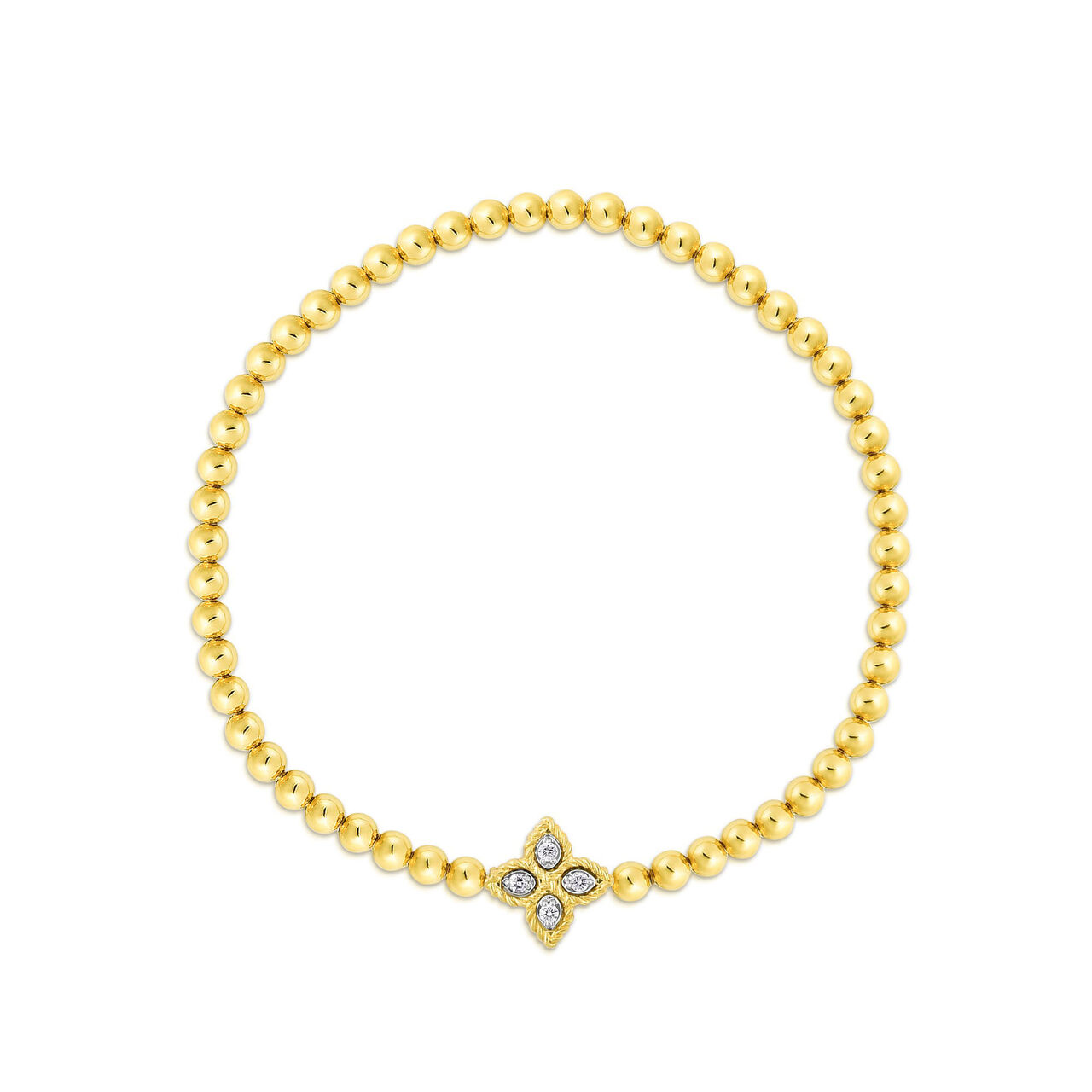 Princess Flower Yellow Gold and Diamond Stretch Bracelet image number 0