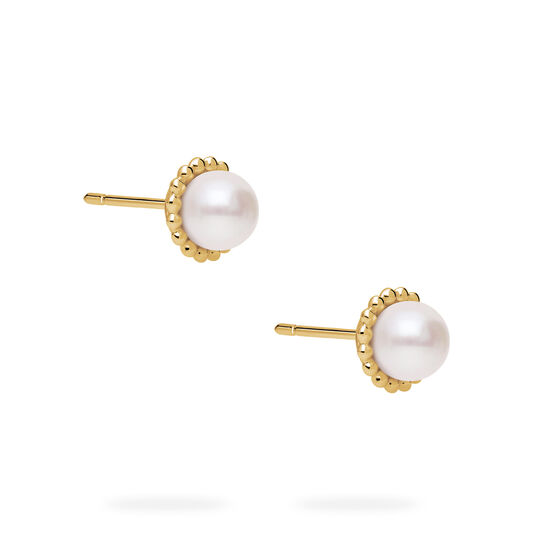 Birks Essentiels Boucles d&rsquo;oreilles en or jaune avec perles d&rsquo;eau douce et billes d&rsquo;or image number 2