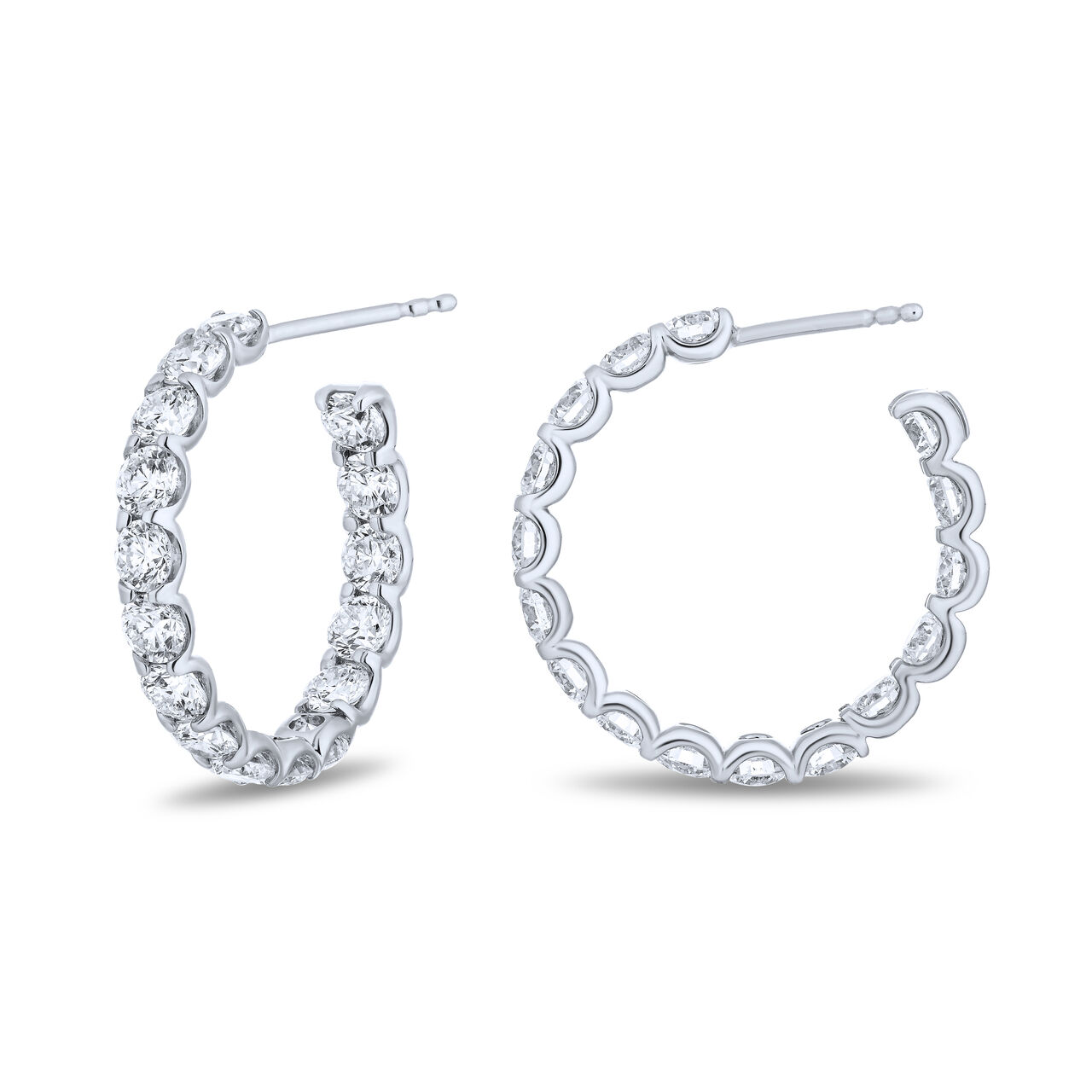 Diamond 4.80ct hoop earrings in white gold image number 0