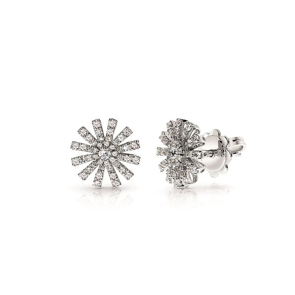 Boucles d'oreilles clous Margherita en or blanc et pavé de diamants