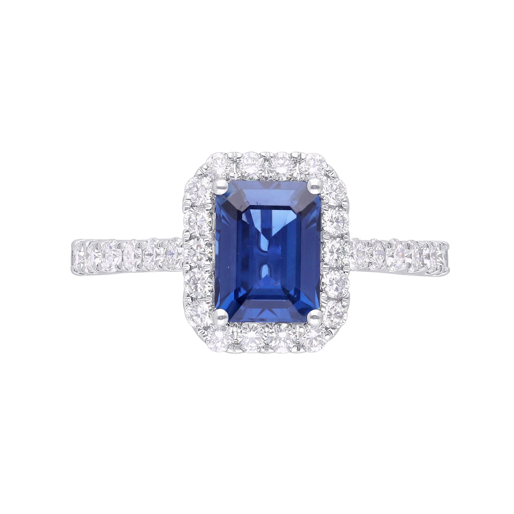 Blue Sapphire and Diamond Halo Ring | Maison Birks Salon |SG10362R