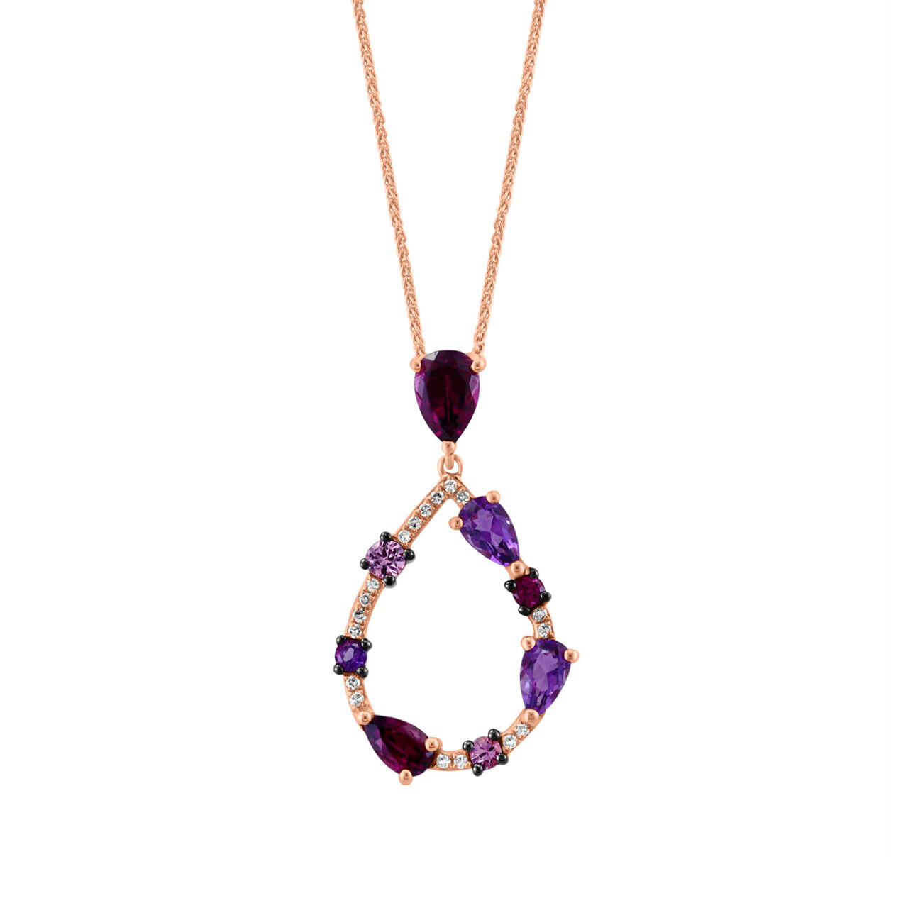 Maison Birks Salon Pink Sapphire, Amethyst, and Rhodolite Pendant with Diamond Accents PIL04160RH Front image number 0