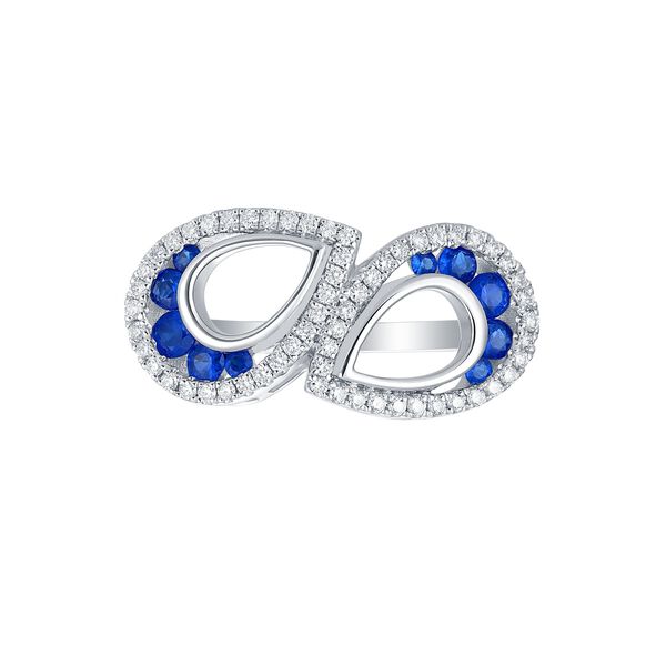 Bague Saphirs et Diamants Double forme de larme en Or Blanc