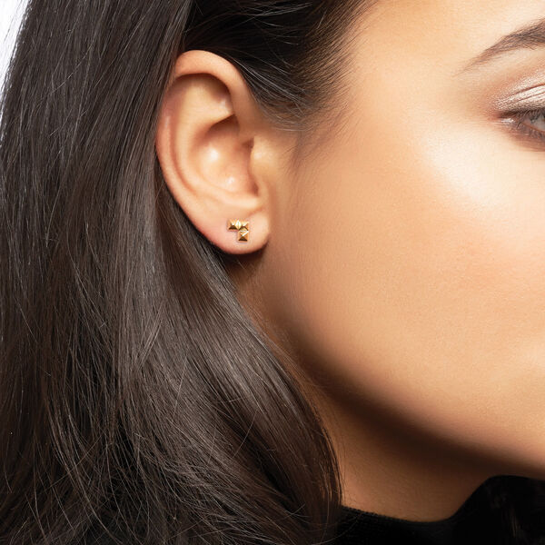 Yellow Gold Pixel Stud Earrings
