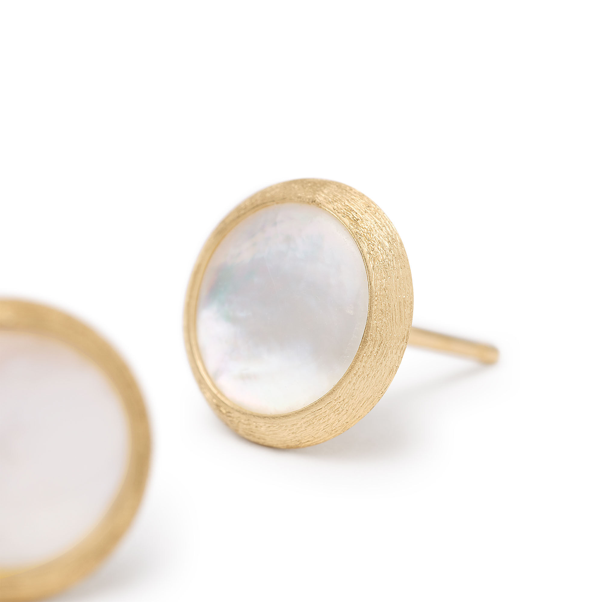 Jaipur Colour Yellow Gold and Mother-of-Pearl Stud Earrings