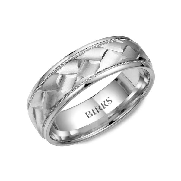 7 MM Braided White Gold Wedding Band