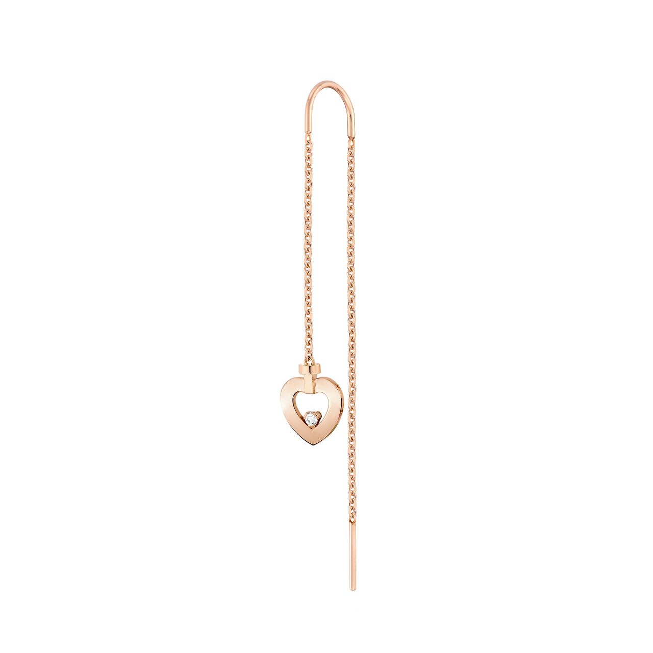 Pretty Woman Extra Small Rose Gold and Diamond Heart Single Drop Earring image number 0