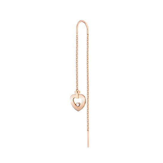 Pretty Woman Extra Small Rose Gold and Diamond Heart Single Drop Earring image number 0